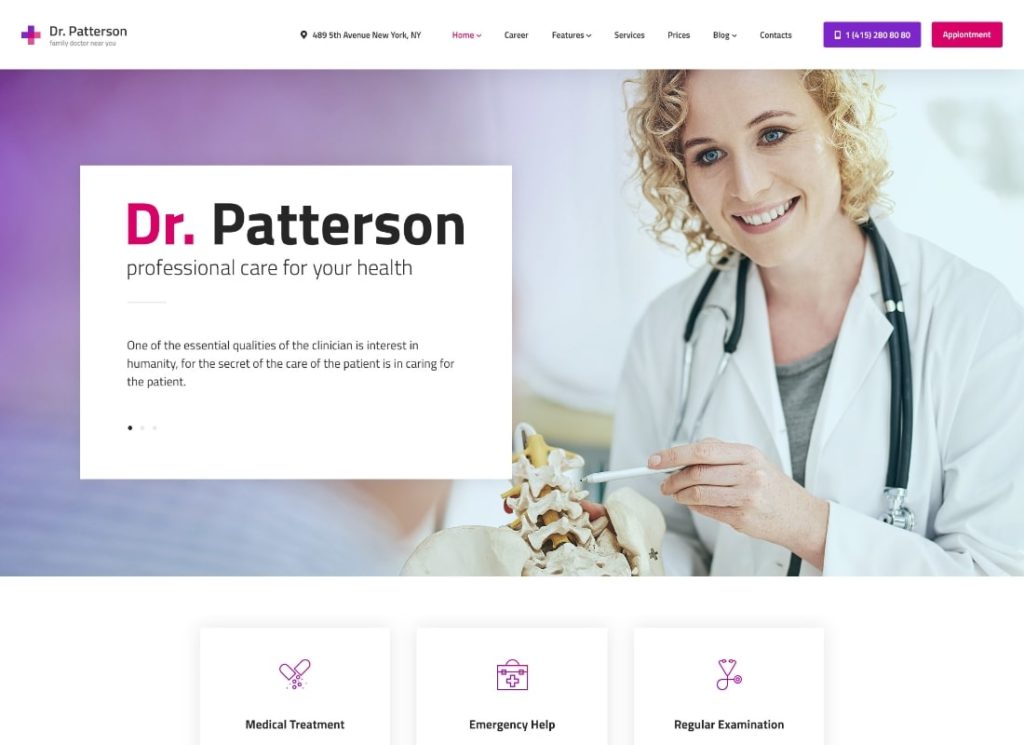 Dr.Patterson |  Tema de WordPress para médicos de medicina y salud