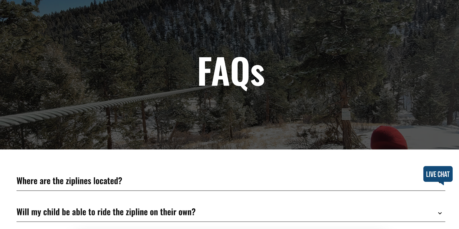 FAQs example webpage