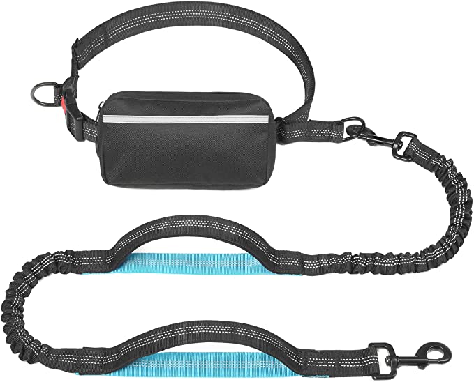 iYoShop Hands Free Dog Leash with Zipper Pouch, Dual Padded Handles and Durable Bungee for Walking, Jogging and Running Your Dog, Medium (8-25 lbs) | Large (25-150 lbs)