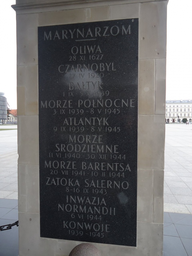 Меморіальна дошка з переліком перемог польського флоту зі згадкою битви у Чорнобиля. Фрагмент меморіалу Невідомому солдату у Варшаві