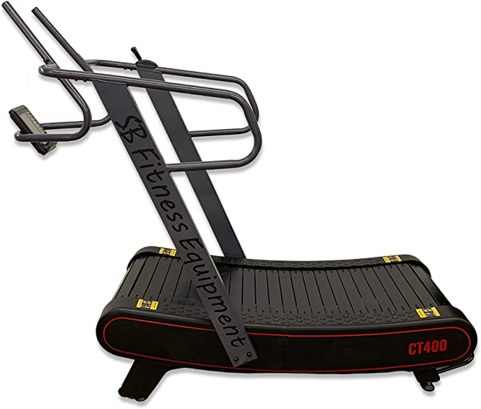 SB Fitness Equipment CT400 Self Generated Curved Commercial Exercise Workout Treadmill with 3 Resistance Levels and Front Digital Display