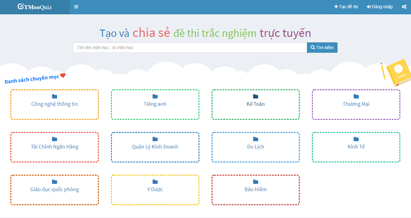 TMoo Quiz phần mềm thi trắc nghiệm trực tuyến