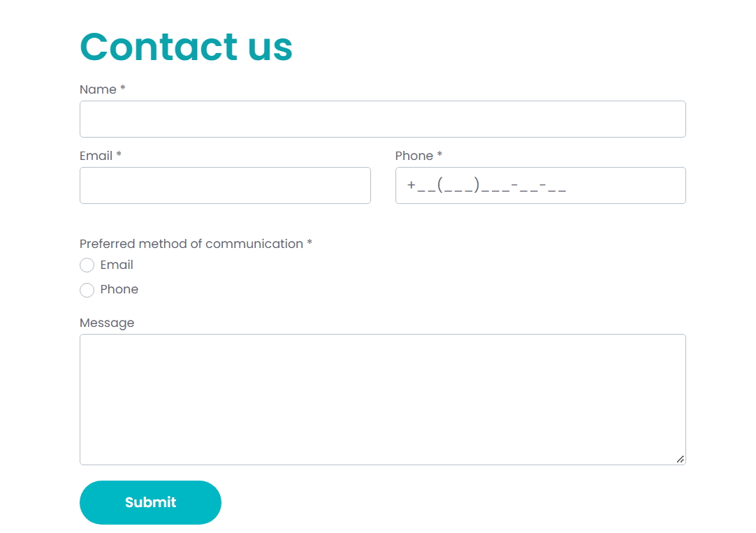 simple contact form example