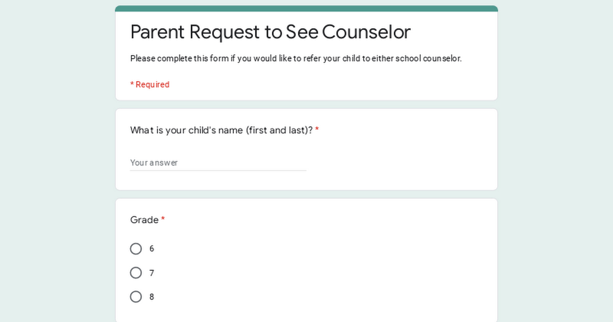Parent Request to See Counselor