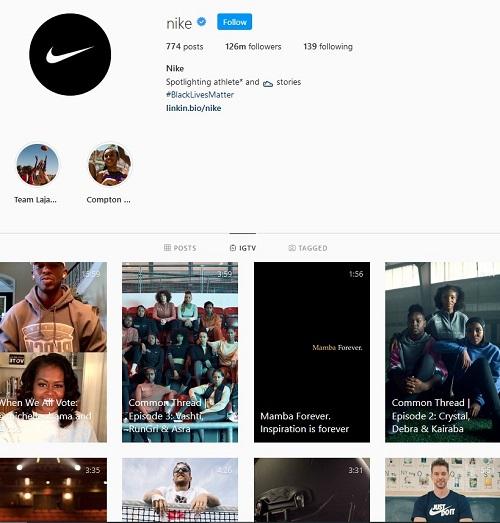 IGTV Videos Posted by Nike On Instagram | Instagram For Business | One Search Pro Digital Marketing