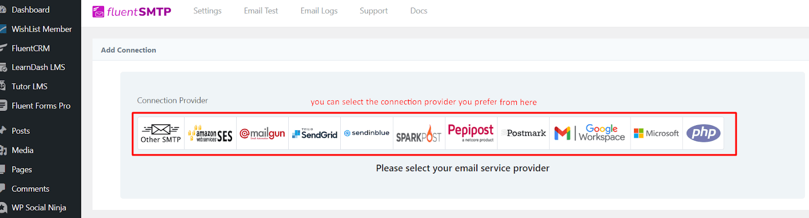 Different Connection providers on FluentSMTP