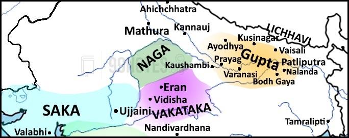 Saka, Naga, Gupta And Vakataka Dynasty -4Th To 5Th Ad North Indian Dynasty Map- Upsc Notes