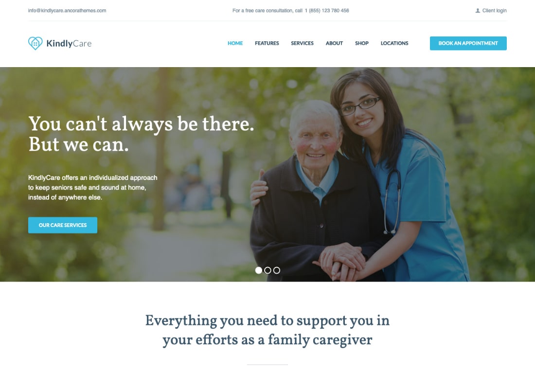 Láskavo starostlivosť |  Téma WordPress pre starostlivosť o seniorov a medicínu