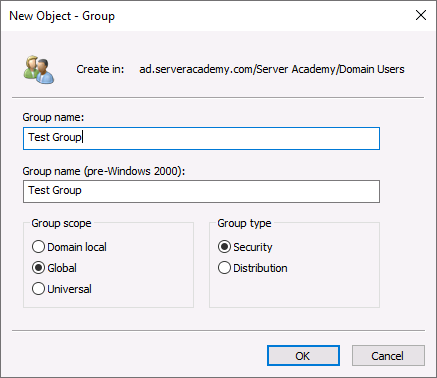 Create Active Directory Group