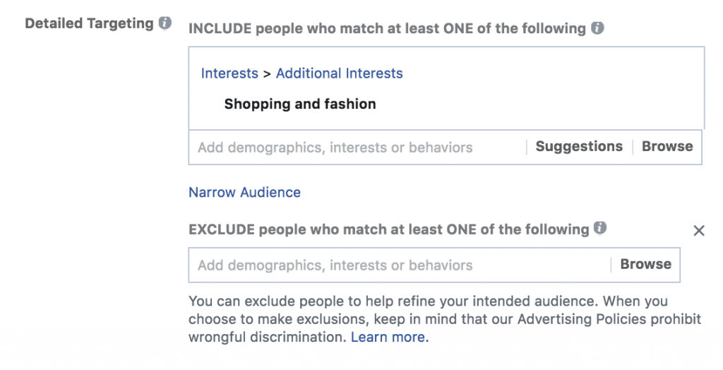 Facebook targeting with narrow audiences