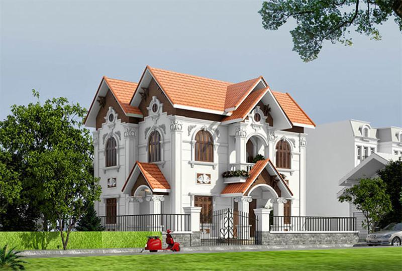 nhà tân cổ điển 2 tầng
