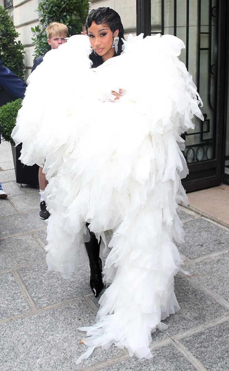 Cardi B turns up the heat with white dress during  paris haute couture week 2023 