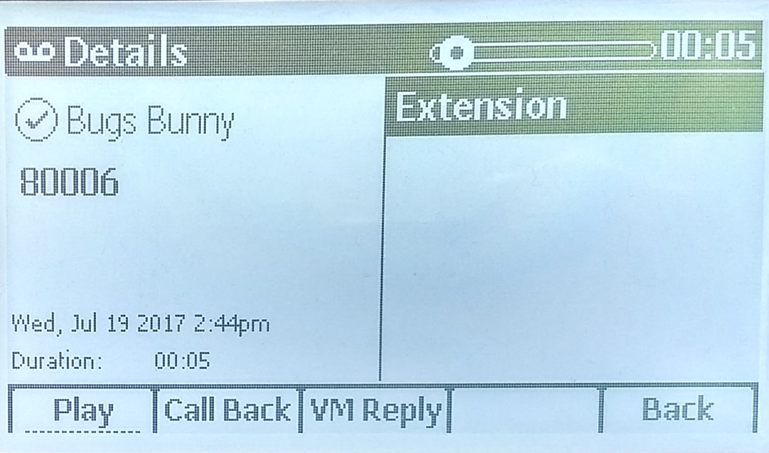 Mitel Voicemail Replay Options
