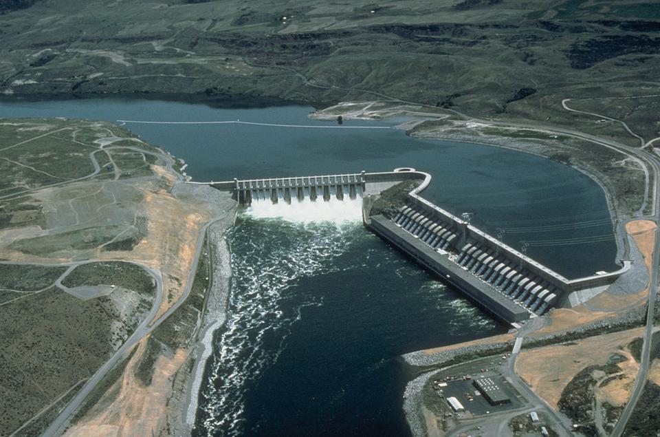 A large dam spanning a river