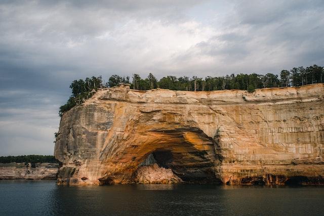view of the Pictured Rocks cliffs