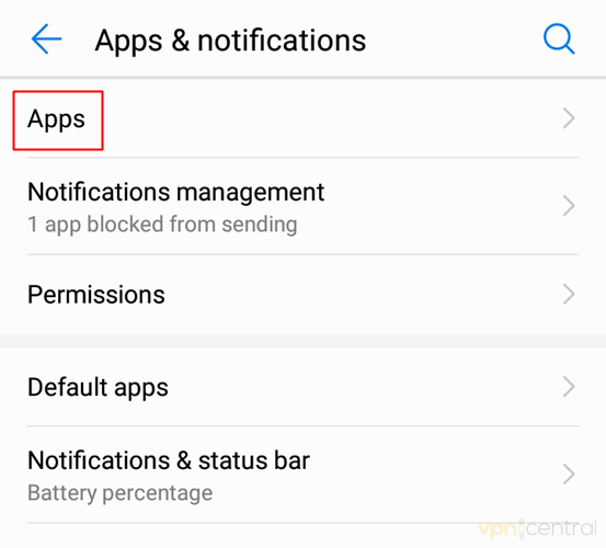 android app settings