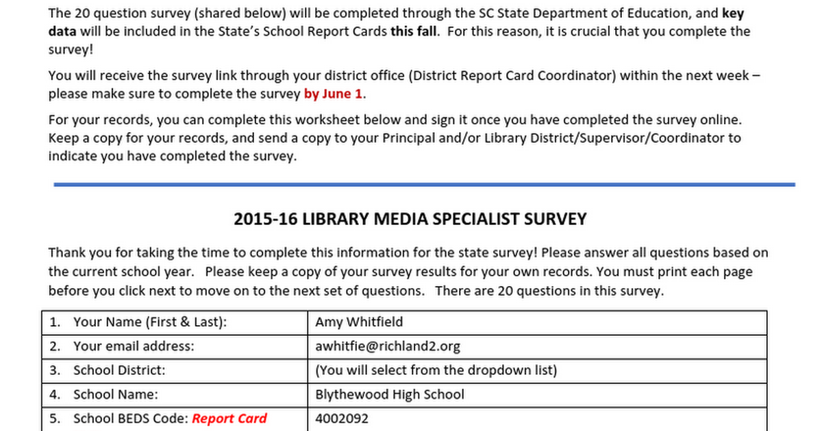 BHS Copy of 2015-16 Library Media Specialist Survey Worksheet