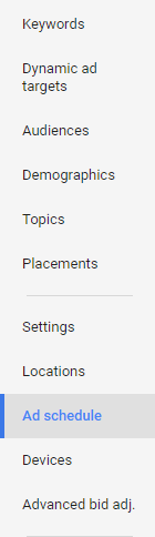 Google Ads Ad schedule