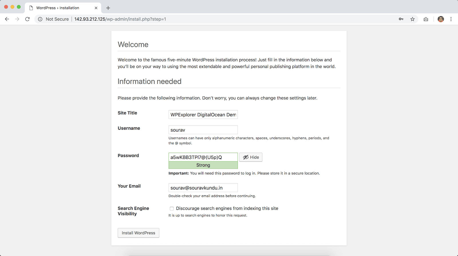 instalando wordpress no digitalocean 2/2