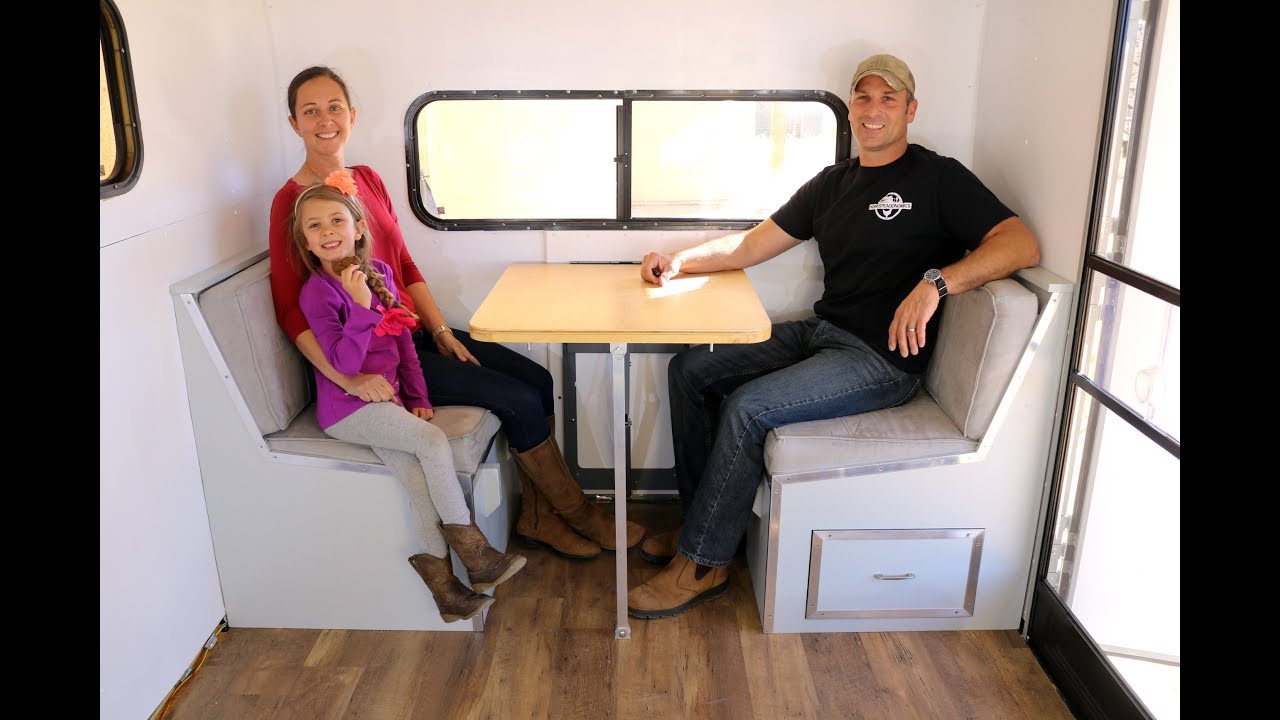 How to Build a DIY Travel Trailer - Dinette, Bed, Cabinets and more (Part  6) - YouTube