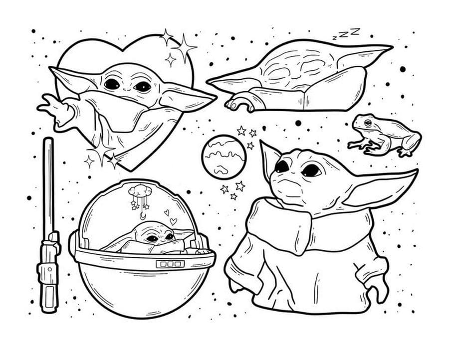Baby Yoda Favorite Coloring Pages