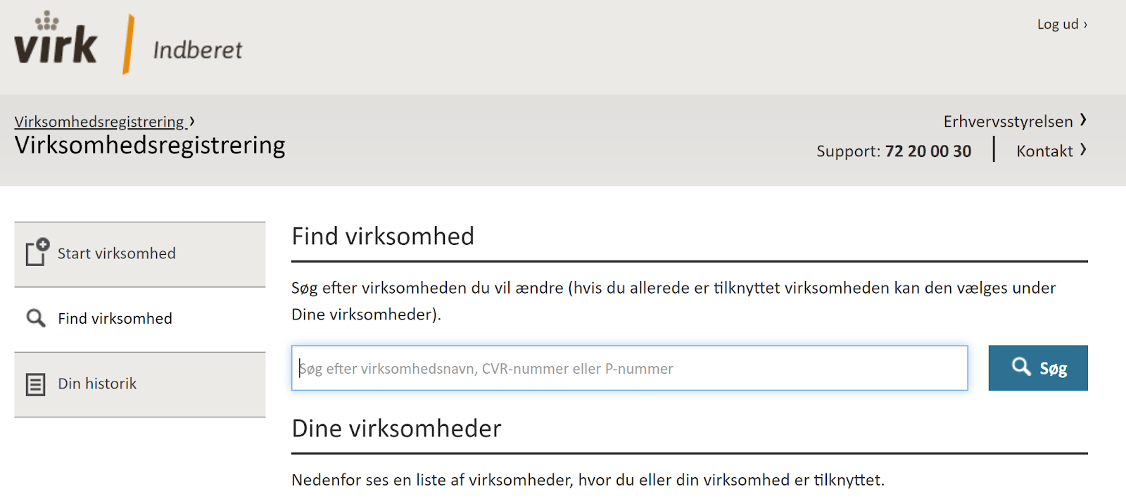 Find virksomhed importregistrering 