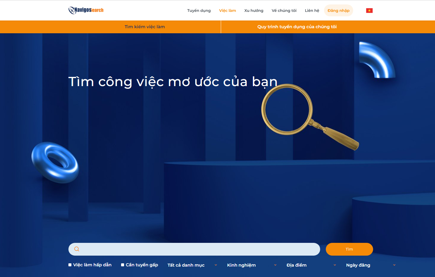 Tìm kiếm công việc mơ ước nhanh chóng tại Navigos Search