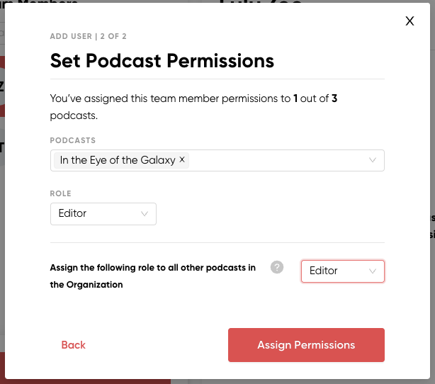 Assign permissions to Team Seats users on RedCircle