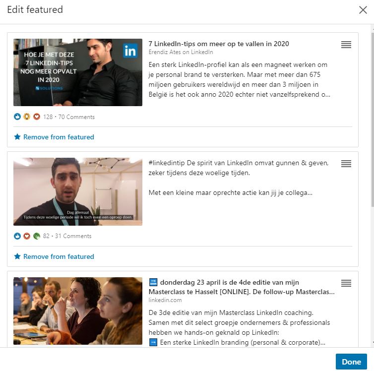 linkedin featured content