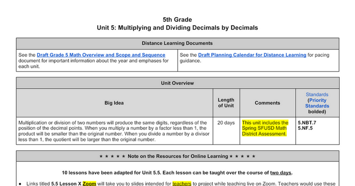 DRAFT Grade 5 Unit 5 Priorities Document - Google Docs