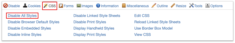 Disable all CSS styles in chrome extension