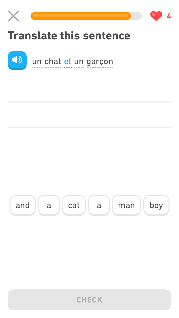 Example of Duolingo app game
