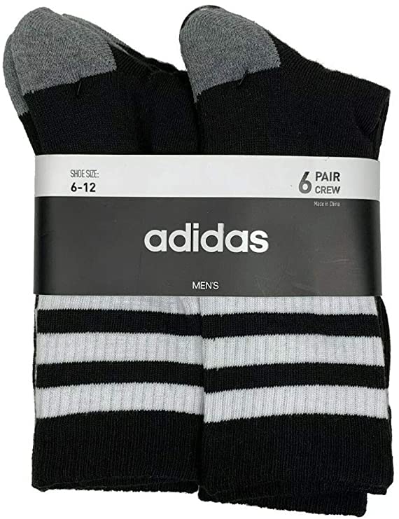 Adidas Men's Aeroready Full Cushioned Footbed 6 Pair Crew Socks Shoe Size 6-12