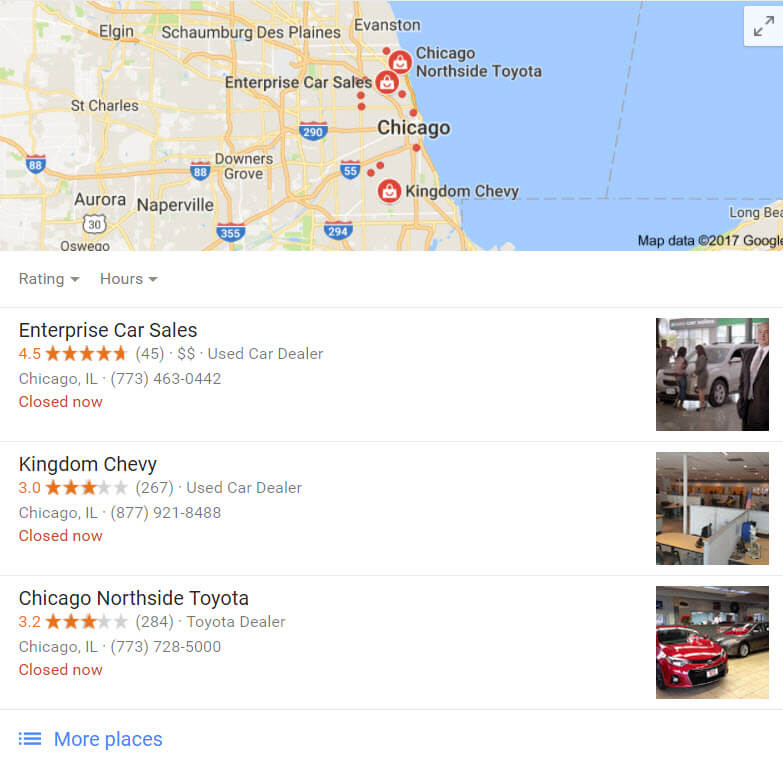 Local ranking list in Google zoeken