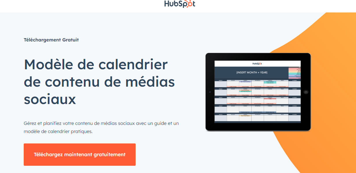 Modèle de calendrier éditorial avec Hubspot (destiné aux réseaux sociaux)
