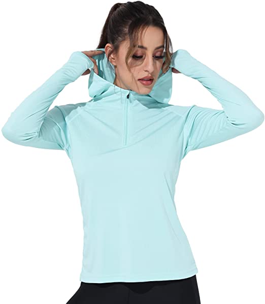 Haimont Women's UPF 50+ Sun Protection Hoodie Long Sleeve UV Shirts Outdoor Running Hiking Workout Sun Shirt