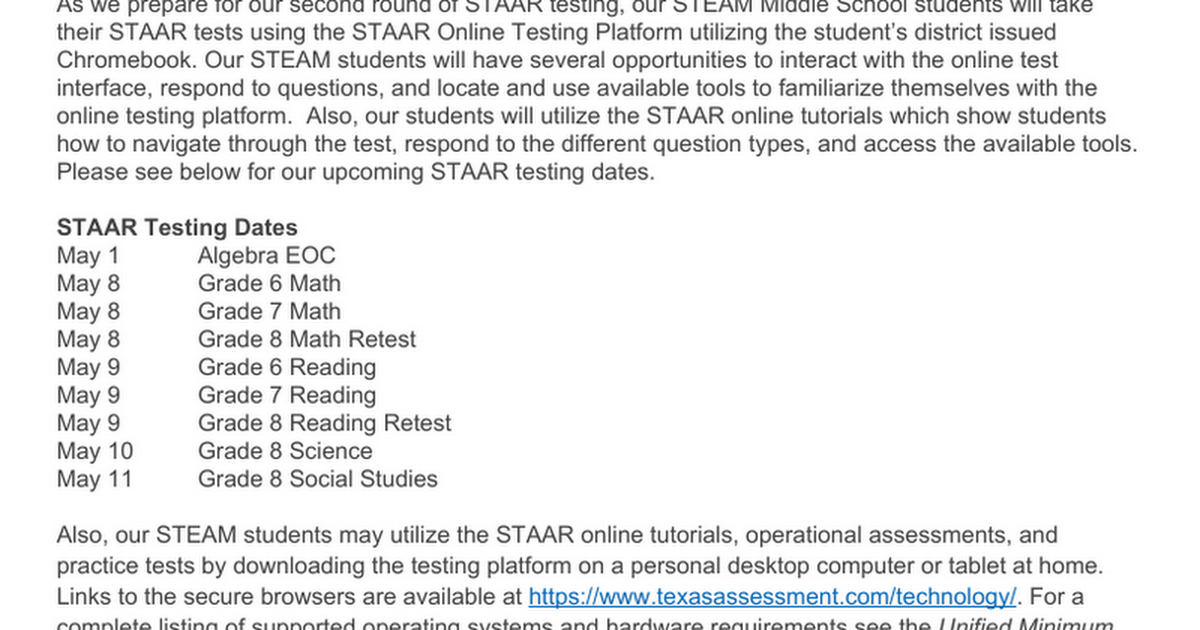 STAAR Online Parent Information