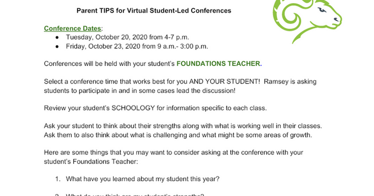Parent TIPS for Virtual Conferences