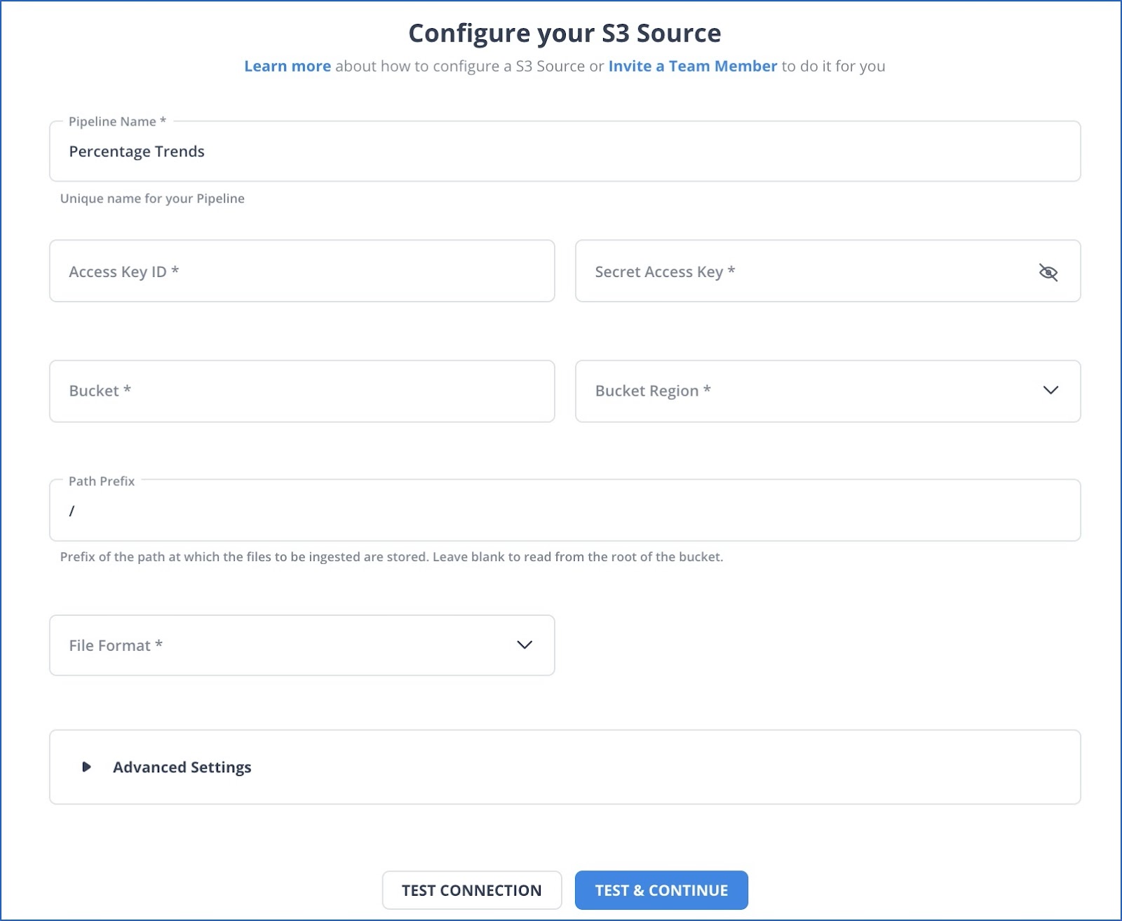  S3 to SQL Server: S3 settings