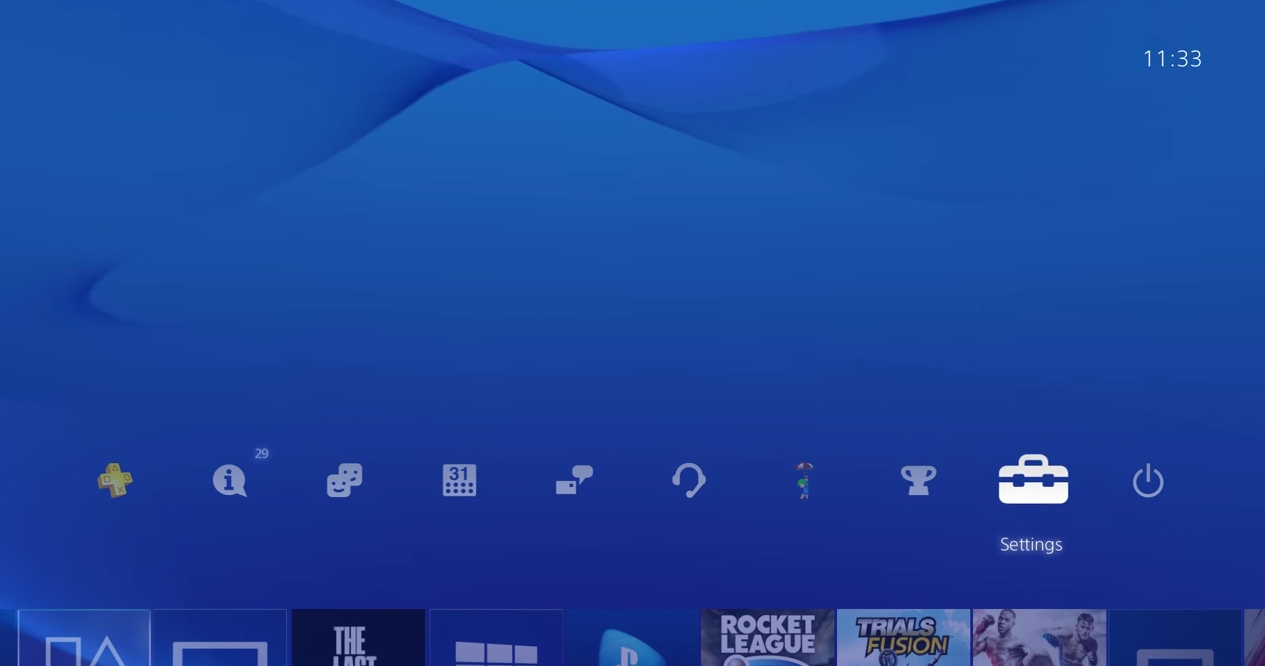 settings option in PS4