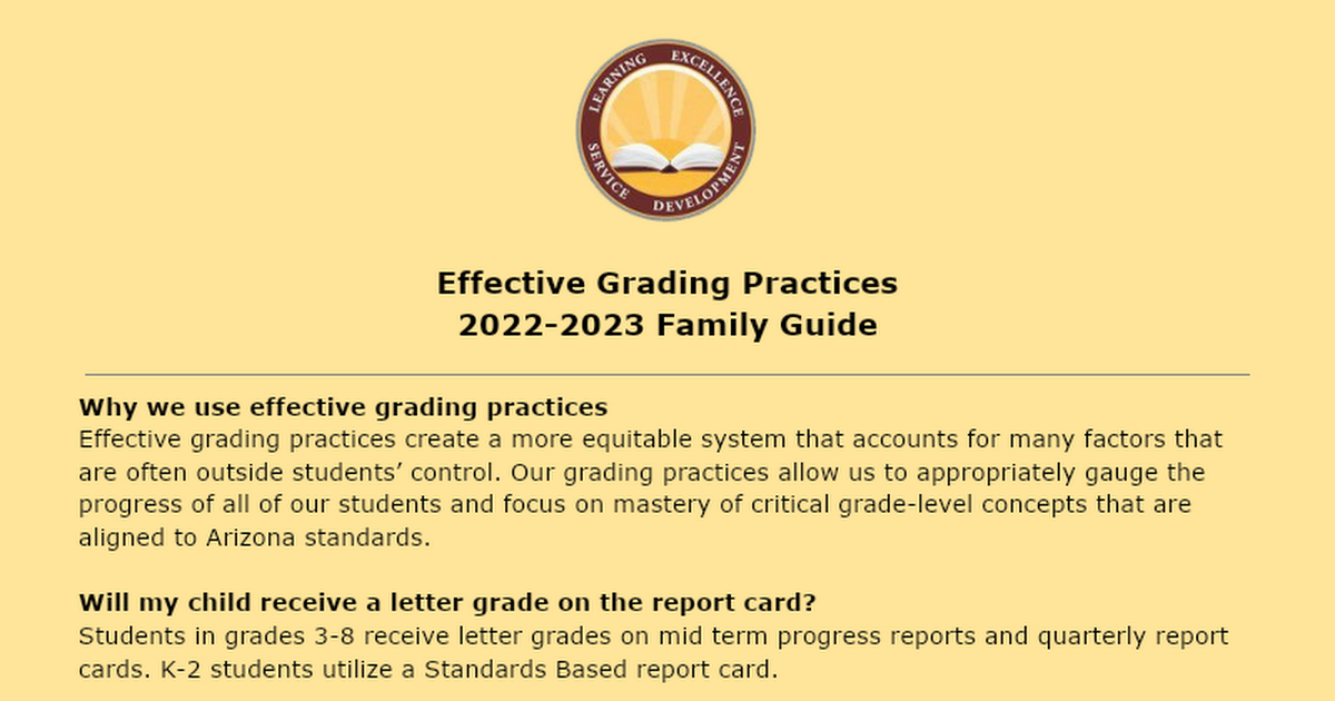22-23 Family Guide: Effective Grading Practices