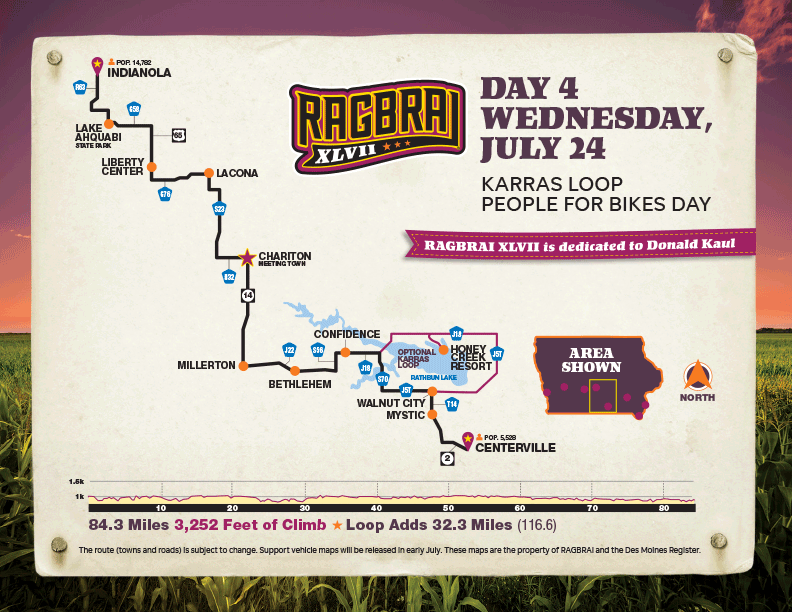 Image result for ragbrai 2019 day 4 route map
