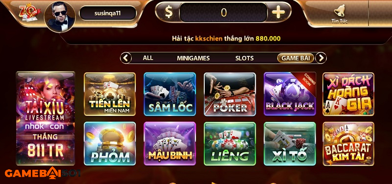 sảnh game tại zowin