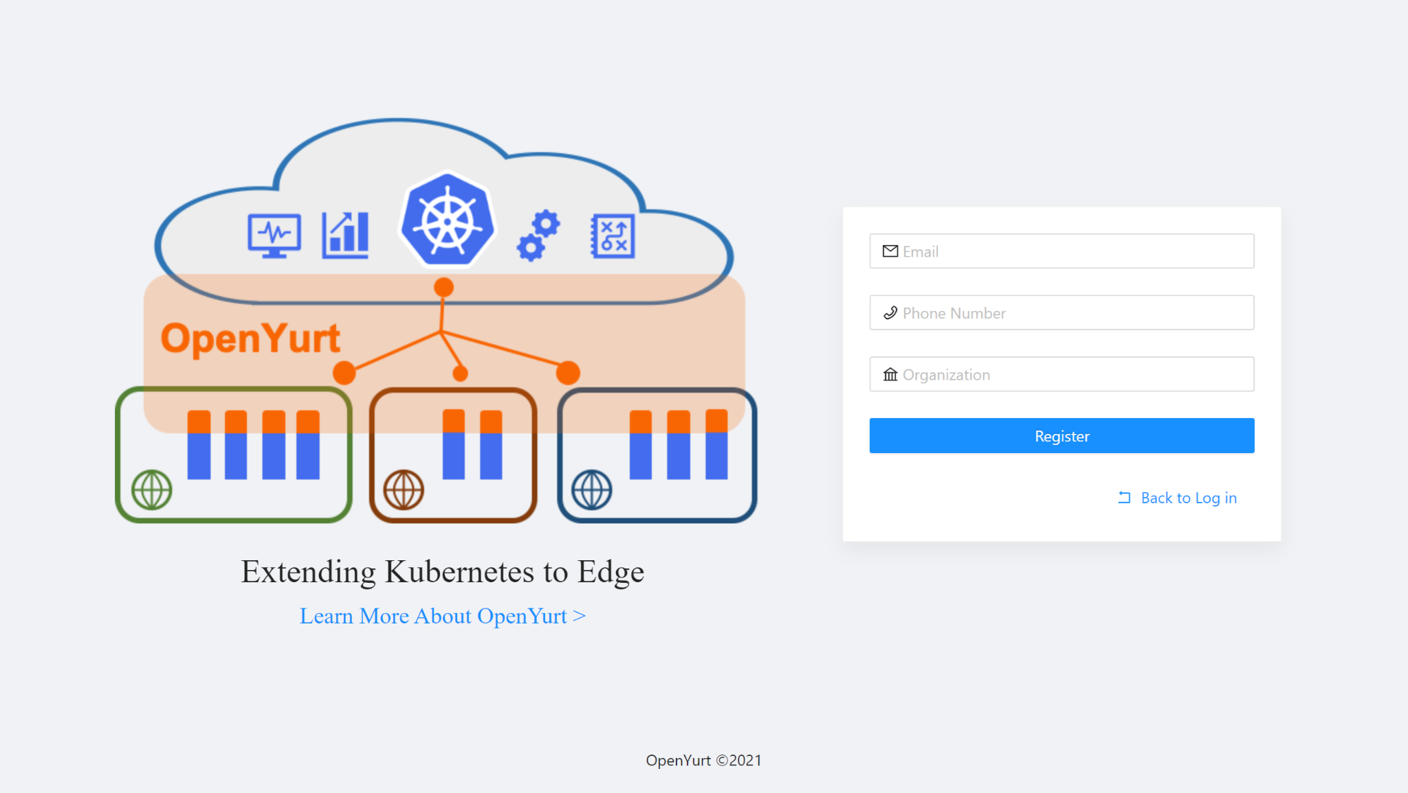 Screenshot of OpenYurt login page