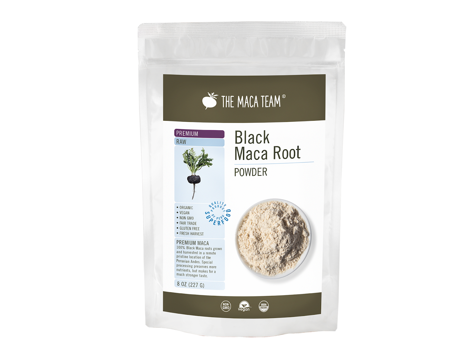 Organic premium raw black maca powder - shop themacateam.com.