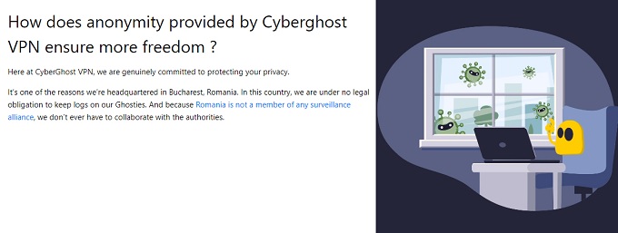 CyberGhost statement about ensuring anonymity