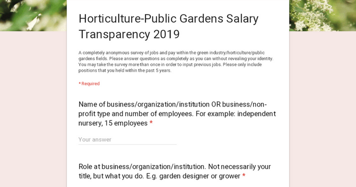 Topic Thread American Public Gardens Association - horticulture public gardens salary transparency 2019 a completely anonymous survey