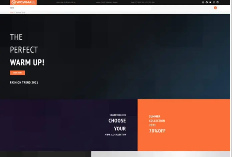 A screenshot of the Wowmall homepage