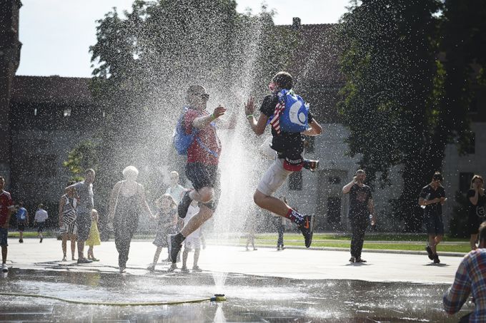 Pilgrims arrive to Krakow, Poland on July 23, 2016. Credit: Jeffrey Bruno/CNA.