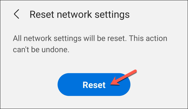 Tap "Reset" to confirm the reset process.
